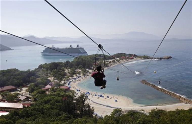 Passengers from the Celebrity Cruises ship Solstice zipline in Labadee, Haiti on Jan. 22. Cruise ships continue to stop at the Labadee resort after a 7.0-magnitude earthquake struck Haiti on Jan. 12. 